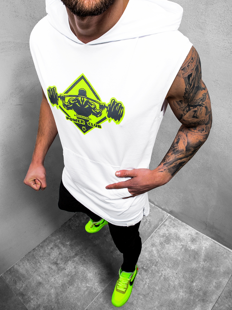 Ανδρικό αμάνικο μπλουζάκι με κουκούλα λευκό OZONEE MACH/M1213Z