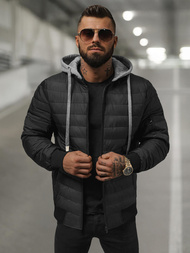 Ανδρικό μπουφάν μαύρο OZONEE JS/8M985/392