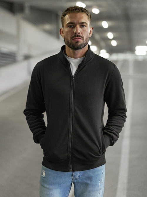Ανδρικό φούτερ με φερμουάρ μαύρο OZONEE JS/2002Z