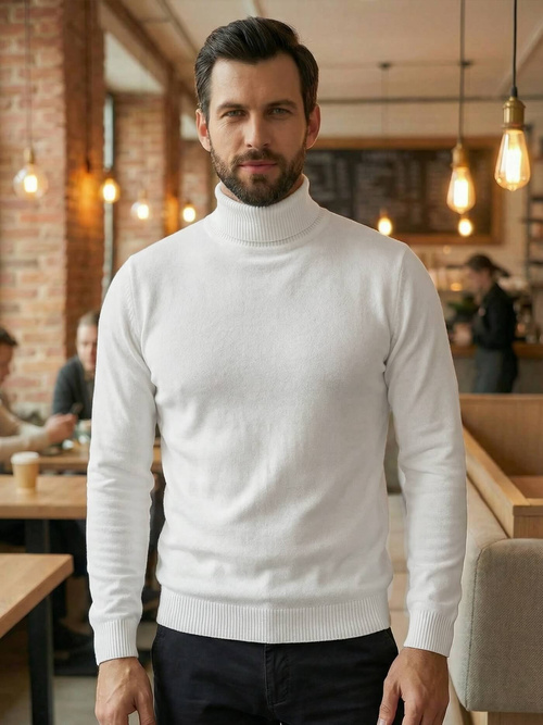 Ανδρικό πουλόβερ λευκό OZONEE JS/59B3603/1