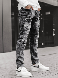 Ανδρικό τζιν παντελόνι γραφίτη OZONEE V/19194