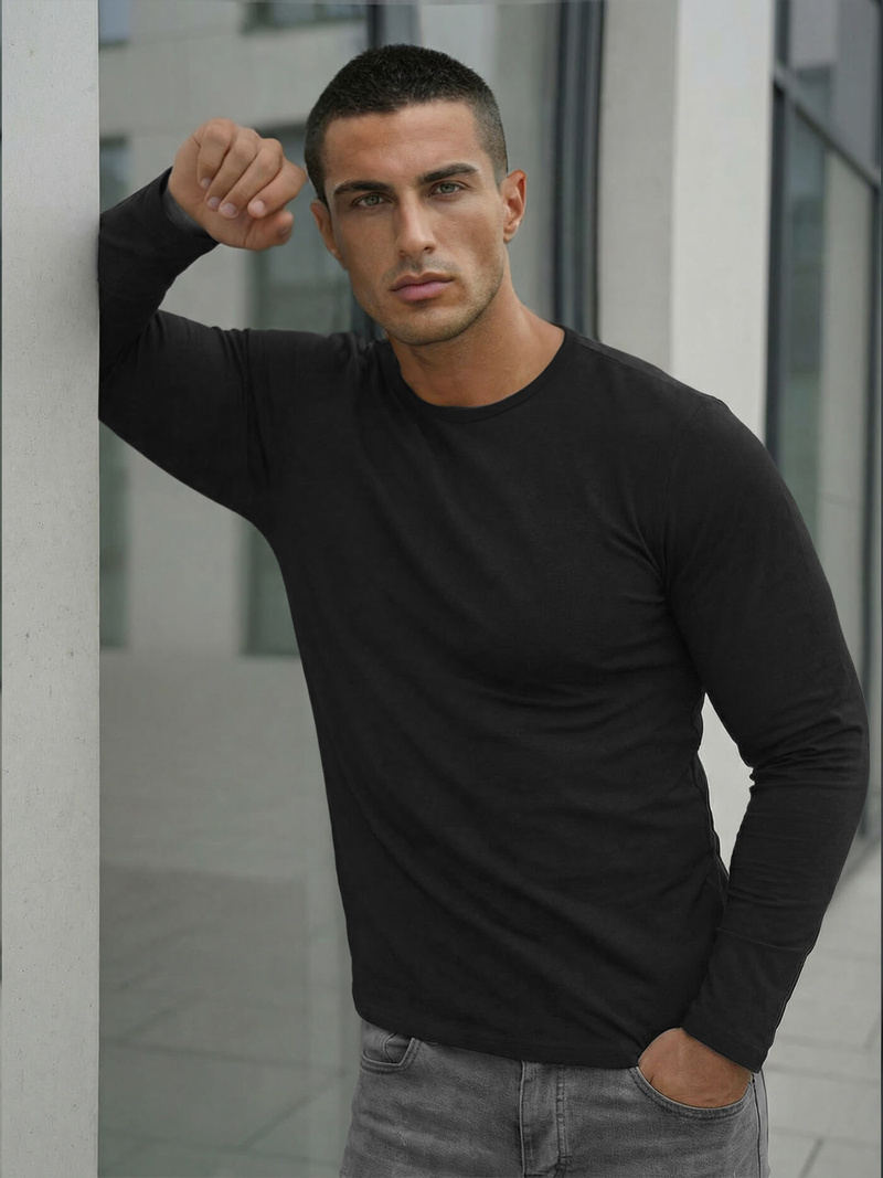 Ανδρικό μπλουζάκι με μακριά μανίκια μαύρο OZONEE JS/DB71/1