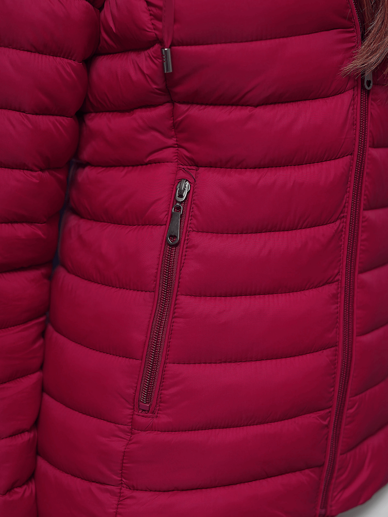 Γυναικείο μπουφάν μπορντό OZONEE JS/16M9101/06