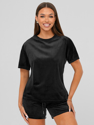 Γυναικείο βελούδινο σετ φόρμας μαύρο OZONEE JS/35C1616/3