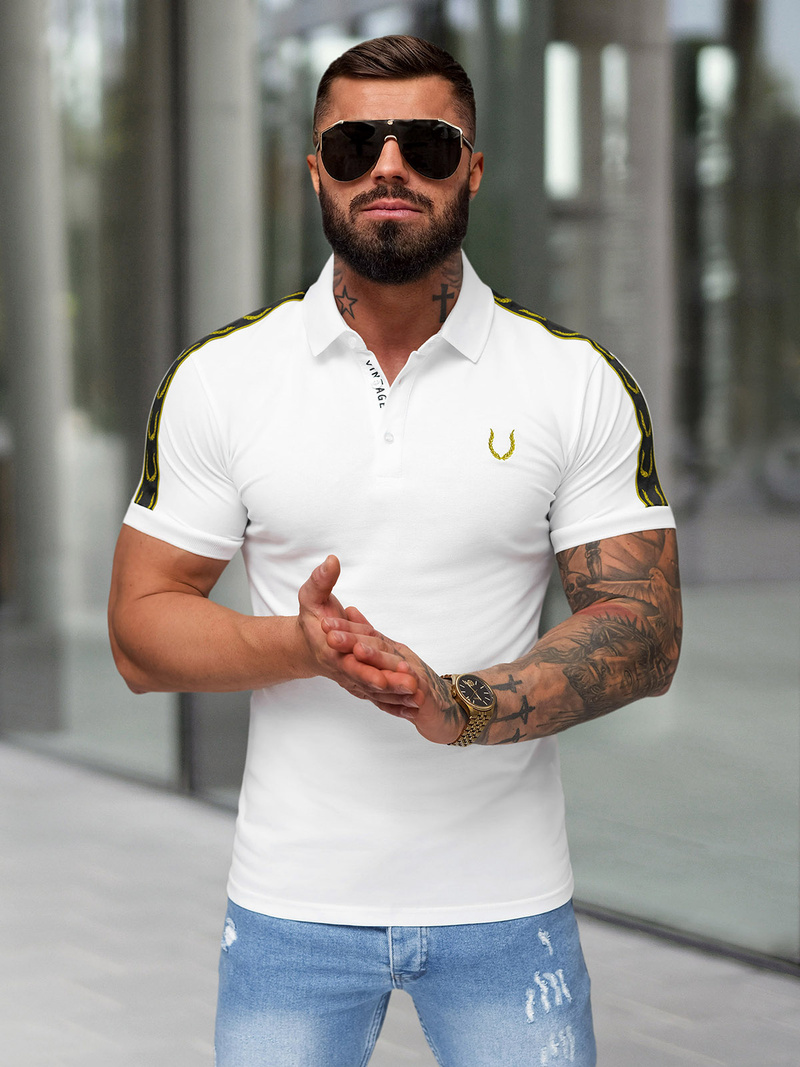 Ανδρική μπλούζα polo λευκό OZONEE O/QQ1337