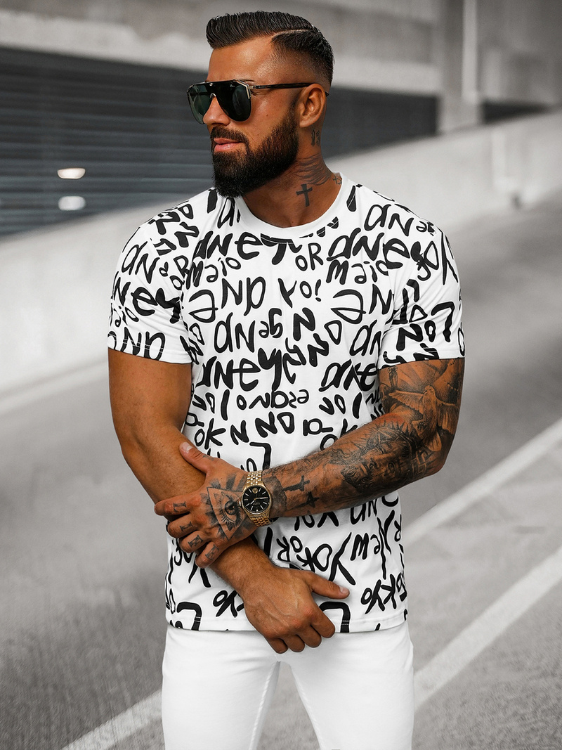 Ανδρικό μπλουζάκι λευκό OZONEE O/T1268/1