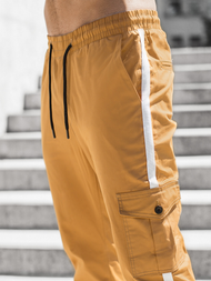 Ανδρικό παντελόνι chino jogger κάμελ OZONEE DJ/5580