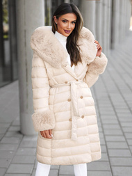 Γυναικείο παλτό mπεζ OZONEE JS/5M3160/254Z