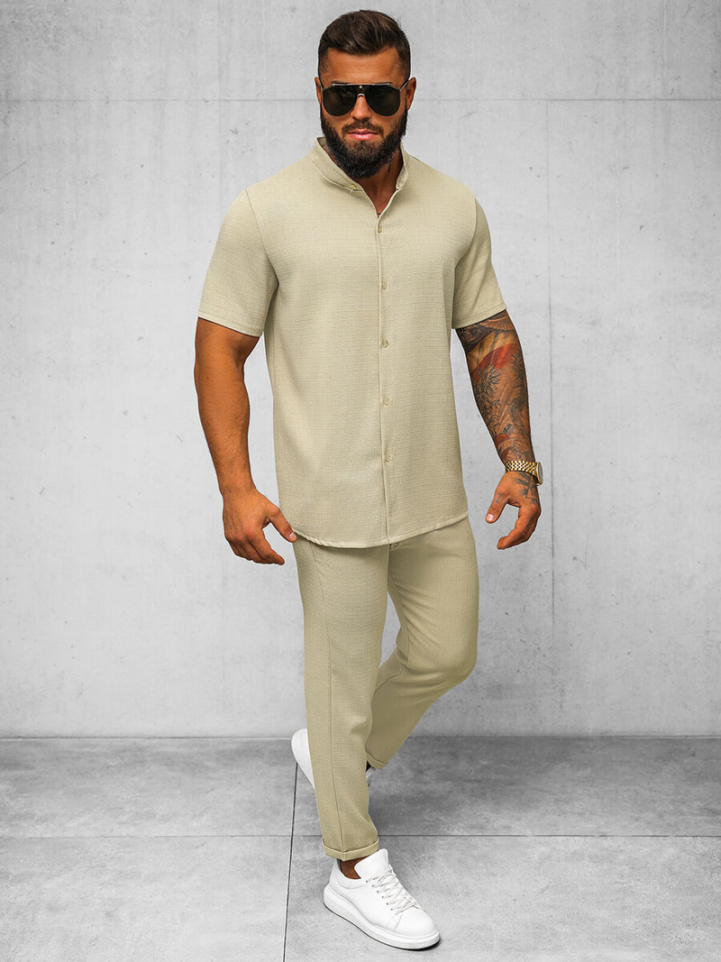 Ανδρικό σόρτς chino μπεζ OZONEE O/K971SP