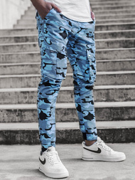 Ανδρικό παντελόνι jogger καμουφλάζ-μπλε OZONEE A/1003