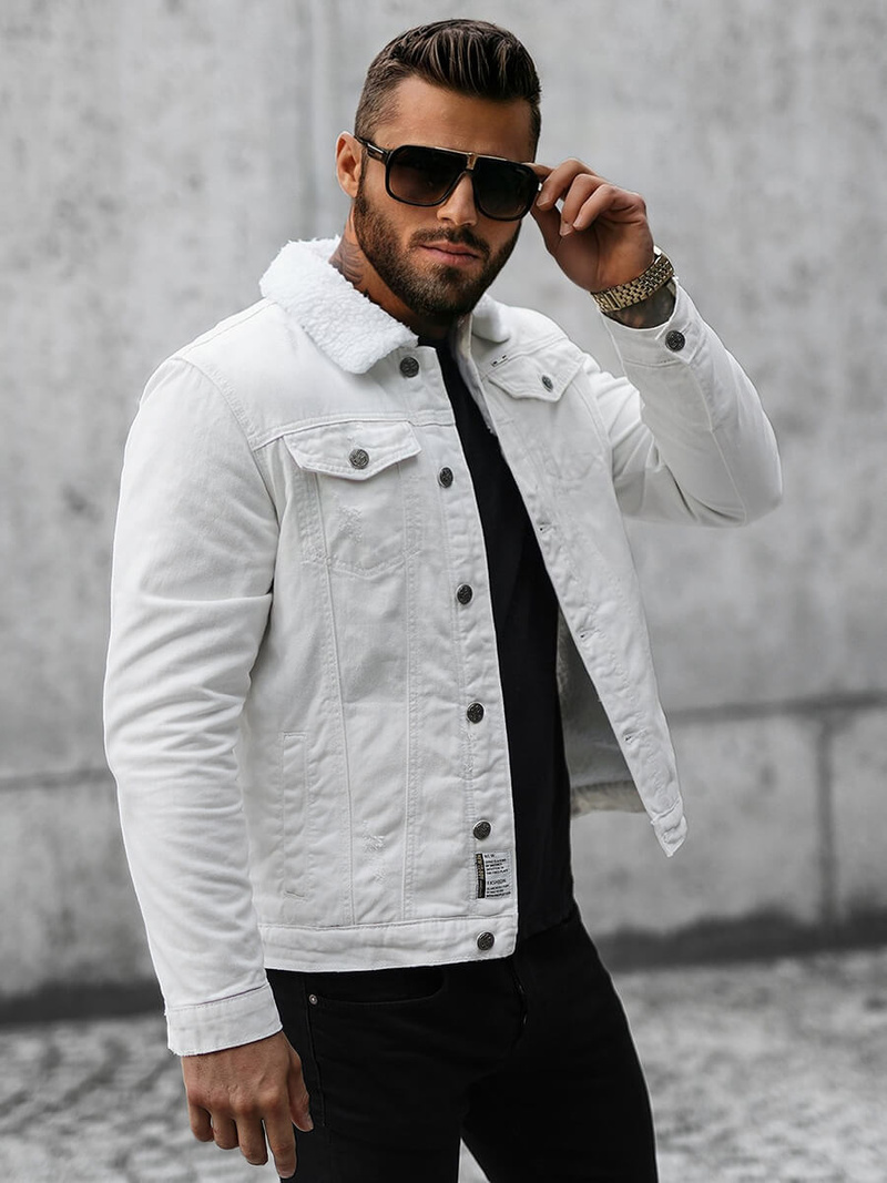 Ανδρικό τζιν μπουφάν σέρπα λευκό OZONEE NB/MJ541Z