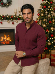 Ανδρικό πουκάμισο μπορντό OZONEE O/V57Z