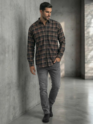 Ανδρικό πουκάμισο ναυτικό μπλε OZONEE V/V177Z