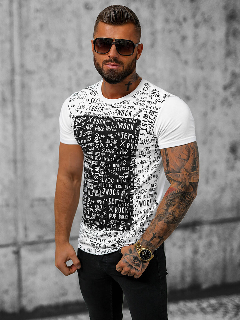 Ανδρικό μπλουζάκι λευκό OZONEE O/T122/1Z