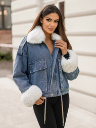 Γυναικείο τζιν μπουφάν mπλε OZONEE JS/11Z8219