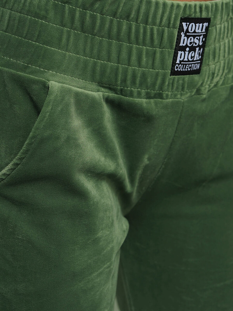 Γυναικείο βελούδινο παντελόνι φόρμας χακί OZONEE O/CR98108