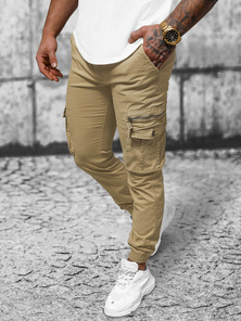 Ανδρικό παντελόνι chino jogger mπεζ OZONEE NB/MP0201K