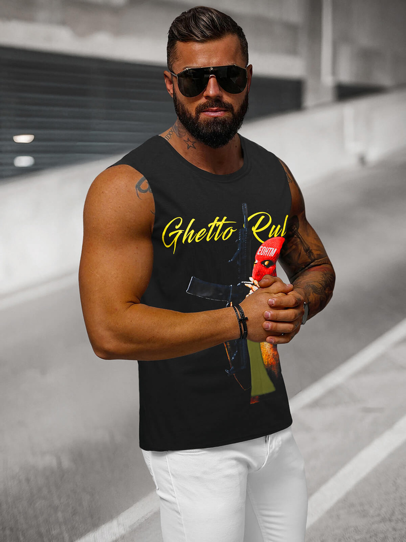 Ανδρικό αμάνικο μπλουζάκι mαύρος OZONEE O/T107/3