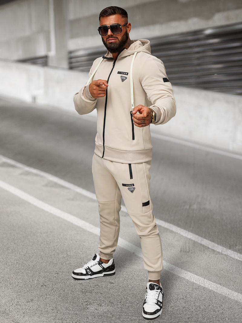 Ανδρικό σετ φόρμας mπεζ OZONEE O/LN11760