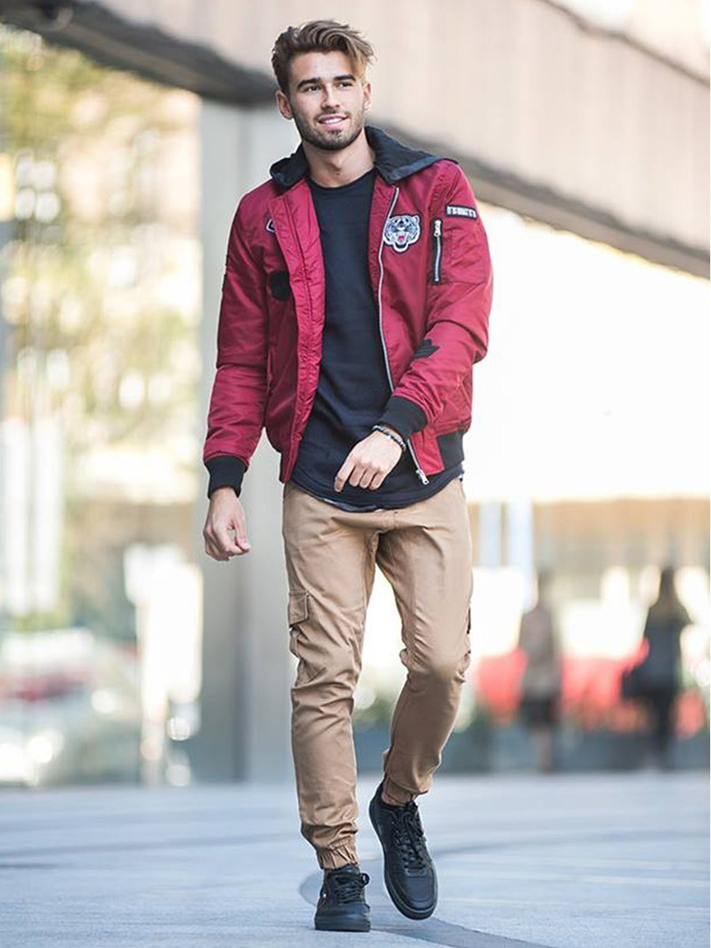 Ανδρικό παντελόνι jogger κάμελ OZONEE A/404