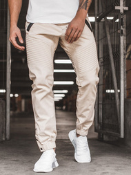 Ανδρικό παντελόνι chino jogger μπεζ OZONEE A/0952