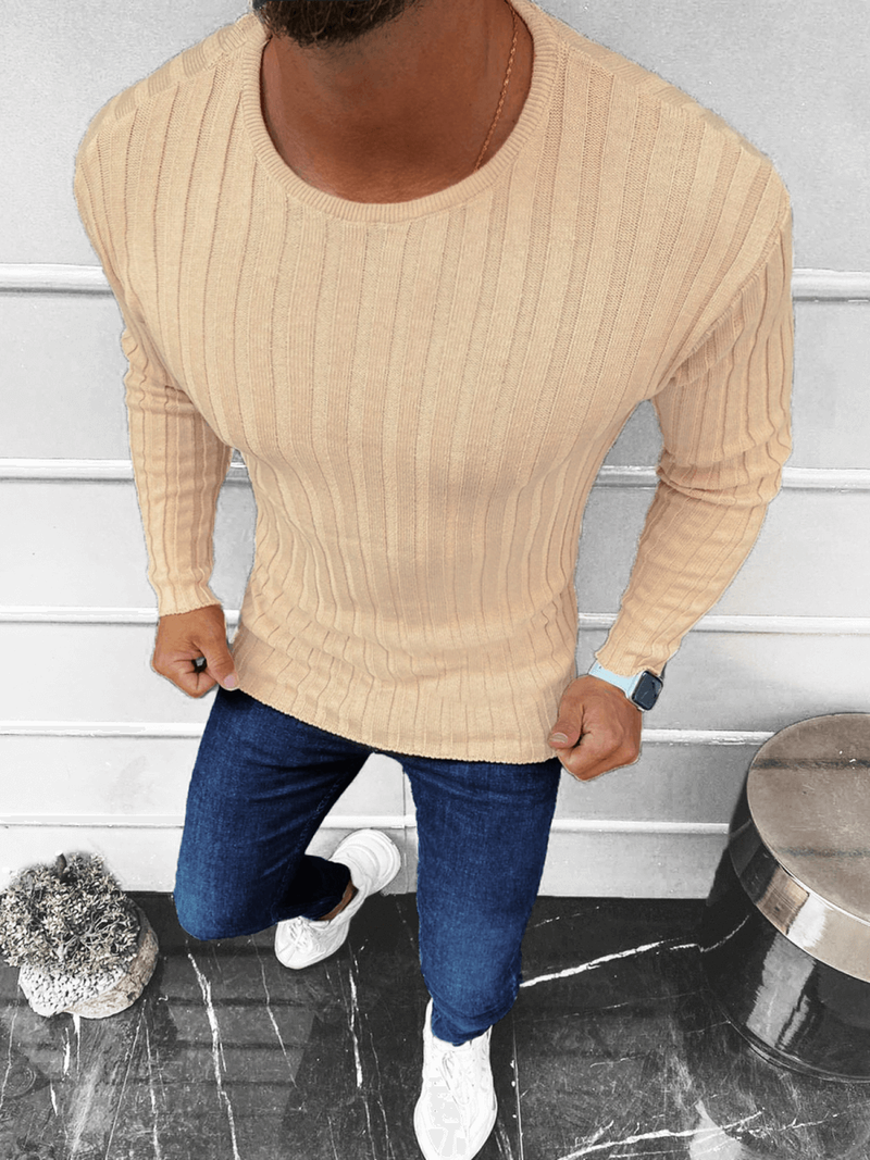 Ανδρικό πουλόβερ μπεζ OZONEE L/2701