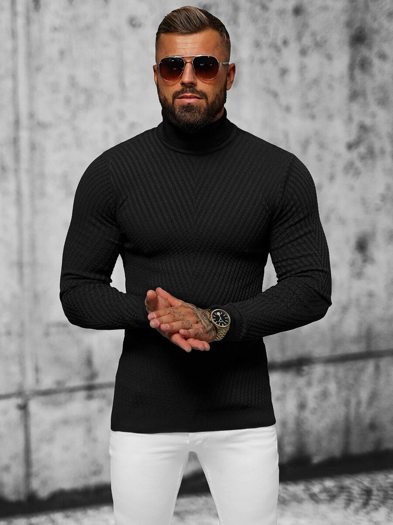 Ανδρικό πουλόβερ μαύρο OZONEE L/1596Z