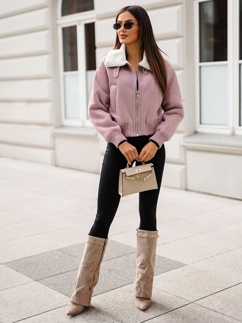 Γυναικείο μπουφάν πούδρα ροζ OZONEE O/81326