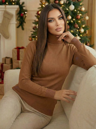 Γυναικείο πουλόβερ kαμήλα OZONEE JS/8009/7Z