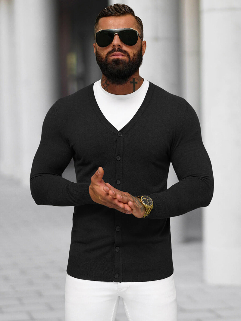 Ανδρικό πουλόβερ μαύρο OZONEE NB/MM6006/4Z