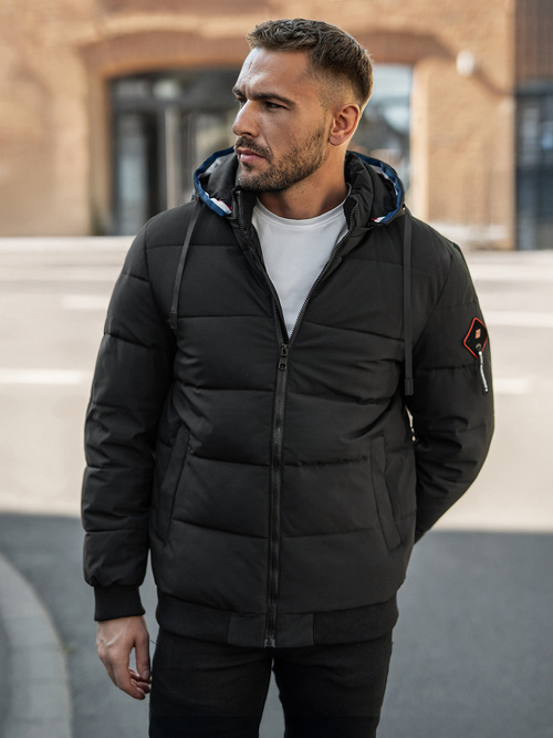 Ανδρικό χειμερινό μπουφάν mαύρος OZONEE JS/31M5031/392Z