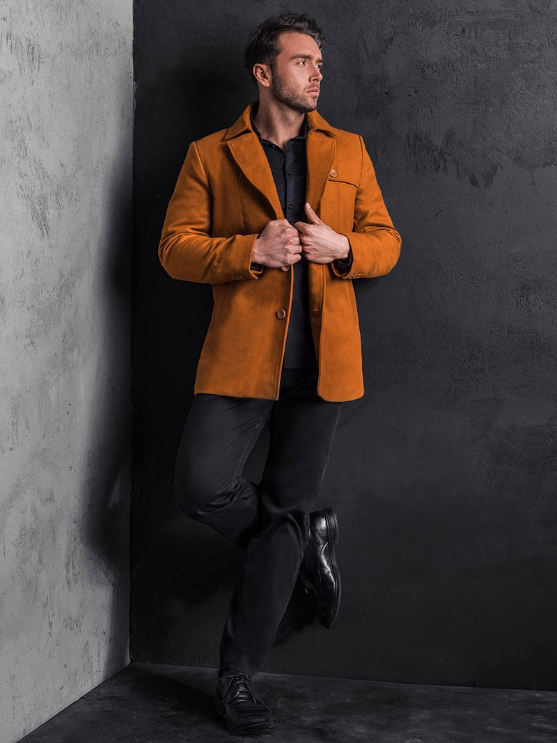 Ανδρικό παλτό κάμελ OZONEE N/5922Z