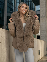 Γυναικείο μπουφάν Σκούρο μπεζ OZONEE O/16M9179/84Z