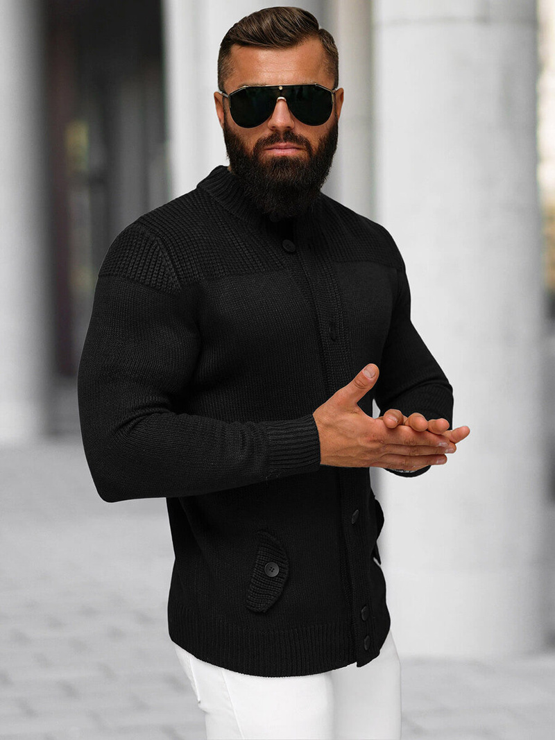 Ανδρικό πουλόβερ mαύρος OZONEE NB/MM6011/4Z