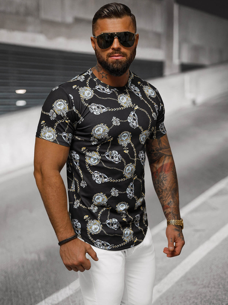 Ανδρικό μπλουζάκι μαύρο OZONEE O/PT012