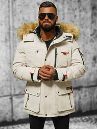 Ανδρικό χειμερινό μπουφάν μπεζ OZONEE JS/5M791/62