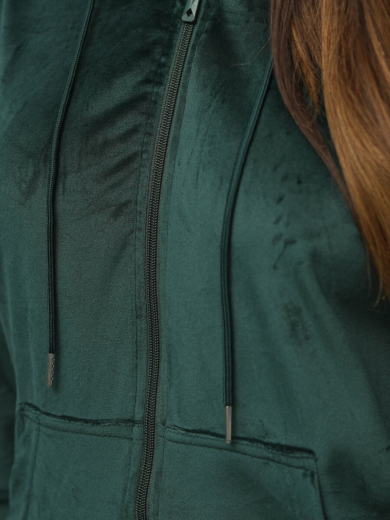 Γυναικείο βελούδινο σετ φόρμας Σκούρο πράσινο OZONEE JS/8C1176/9Z