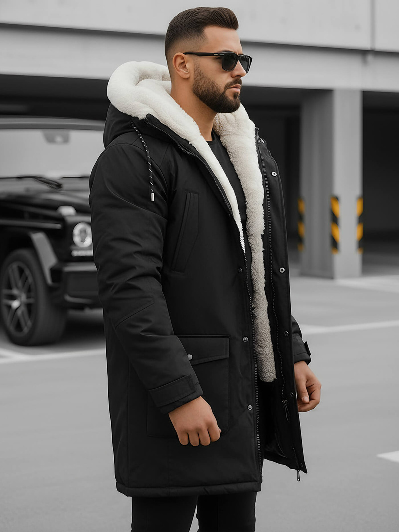 Ανδρικό χειμερινό μπουφάν mαύρος OZONEE JS/5M120/392Z