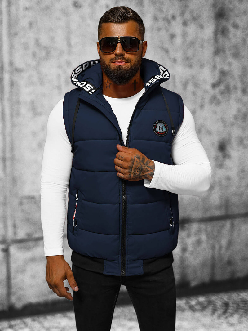 Ανδρικό αμάνικο μπουφάν ναυτικό μπλε OZONEE JS/84M3028/215