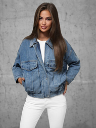 Γυναικείο τζιν μπουφάν mπλε OZONEE O/Z02