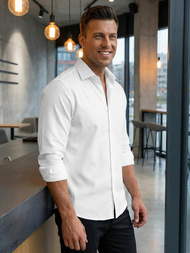 Ανδρικό πουκάμισο λευκό OZONEE V/V189