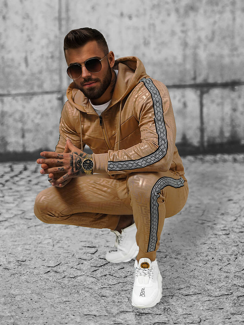 Ανδρικό σετ φόρμας mπεζ OZONEE O/3A165