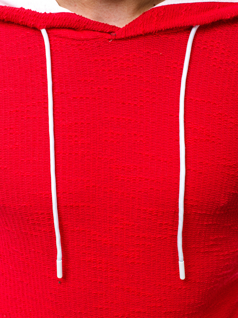 Ανδρικό φούτερ με κουκούλα Κόκκινο OZONEE O/1252Z