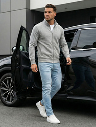 Ανδρικό φούτερ με φερμουάρ γκρι OZONEE JS/2002Z