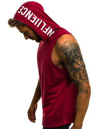 Ανδρικό αμάνικο μπλουζάκι με κουκούλα μπορντό OZONEE O/2537