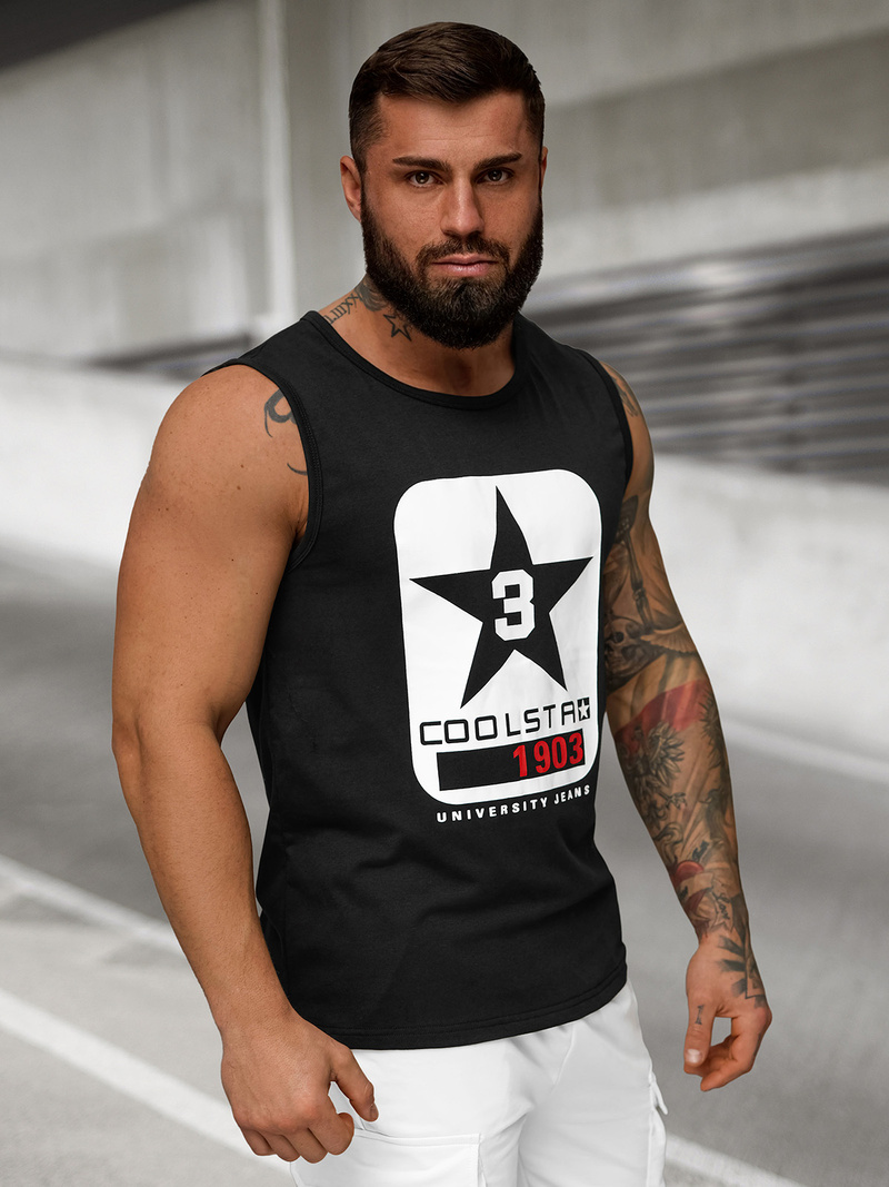 Ανδρικό αμάνικο μπλουζάκι mαύρος OZONEE JS/8B1719/3Z