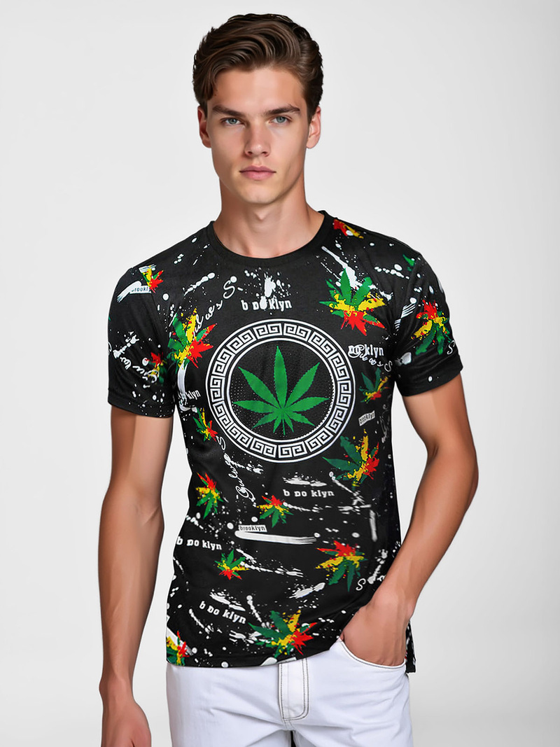 Ανδρικό μπλουζάκι μαύρο OZONEE O/T131/3Z