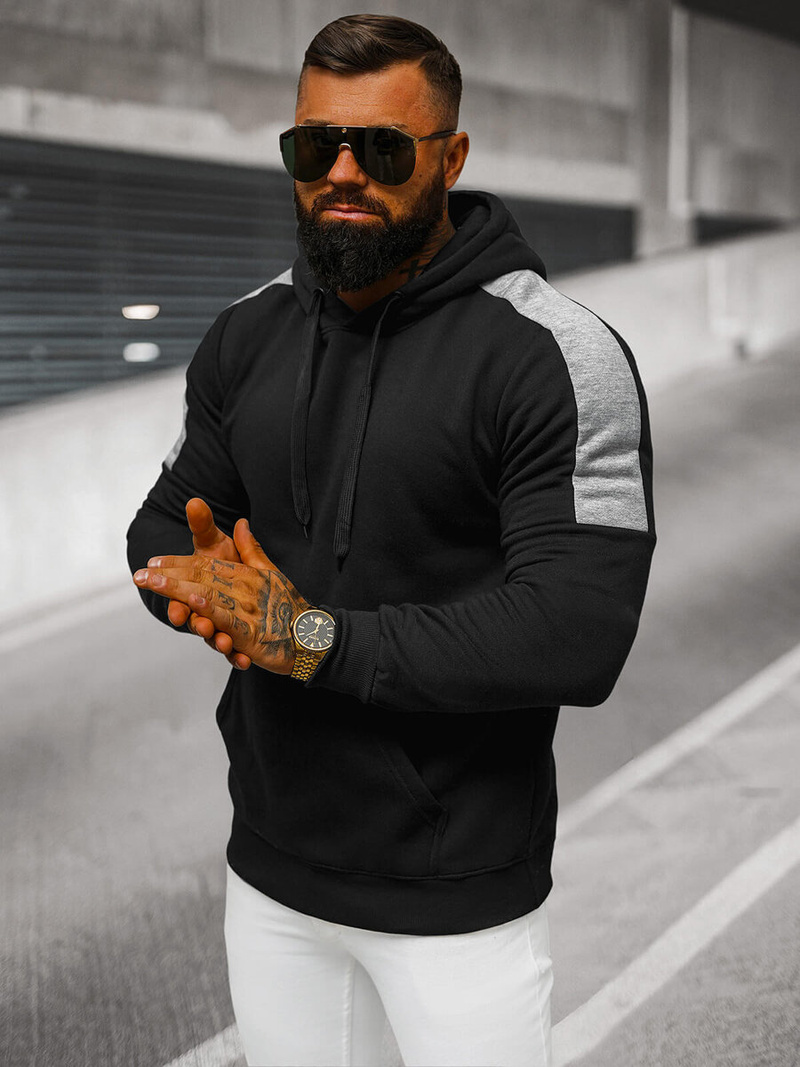 Ανδρικό Φούτερ με Κουκούλα μαύρο OZONEE JS/8B1311/3