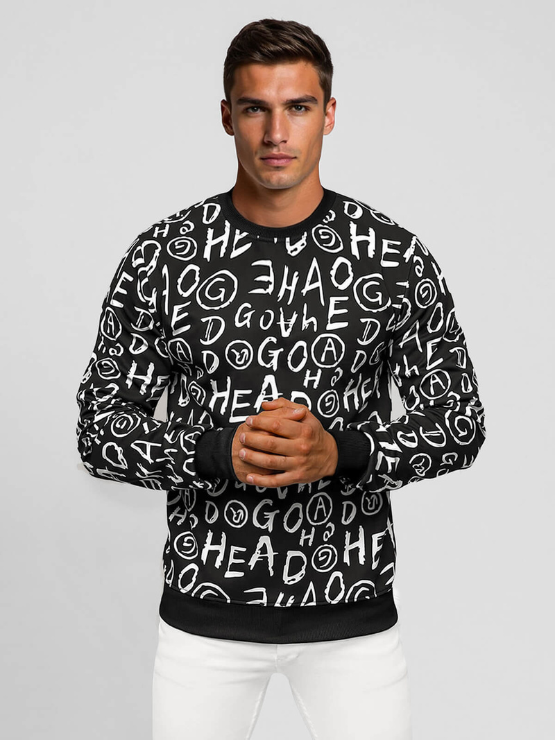 Ανδρικό Φούτερ Mαύρος OZONEE JS/8B1221/3Z