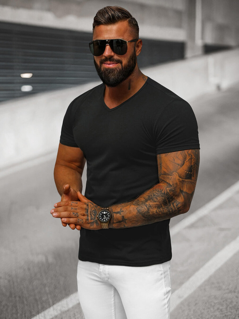 Ανδρικό μπλουζάκι μαύρο OZONEE JS/712007Z